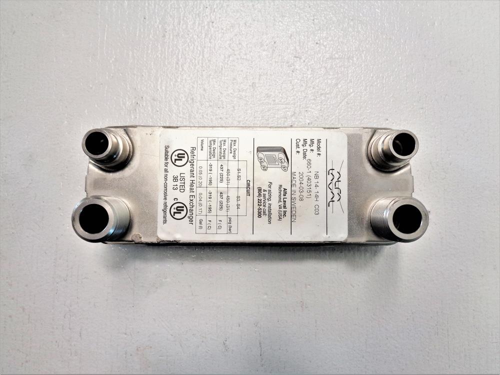 Alfa Laval Brazed Plate Heat Exchanger for Refrigerant, 14 Plates, NB14- 14H C03
